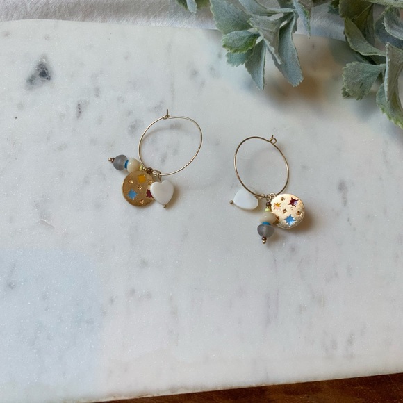 The Mason - Colorful Beaded Piece Drop Hoops - Picture 2 of 7